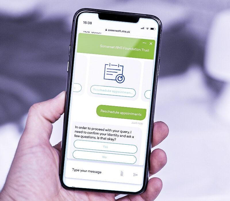 nhs mockup filter EBO develops a Virtual Assistant for NHS Somerset Foundation Trust